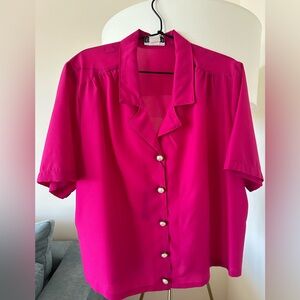 Vintage Fushsia Blouse with Pearl Buttons